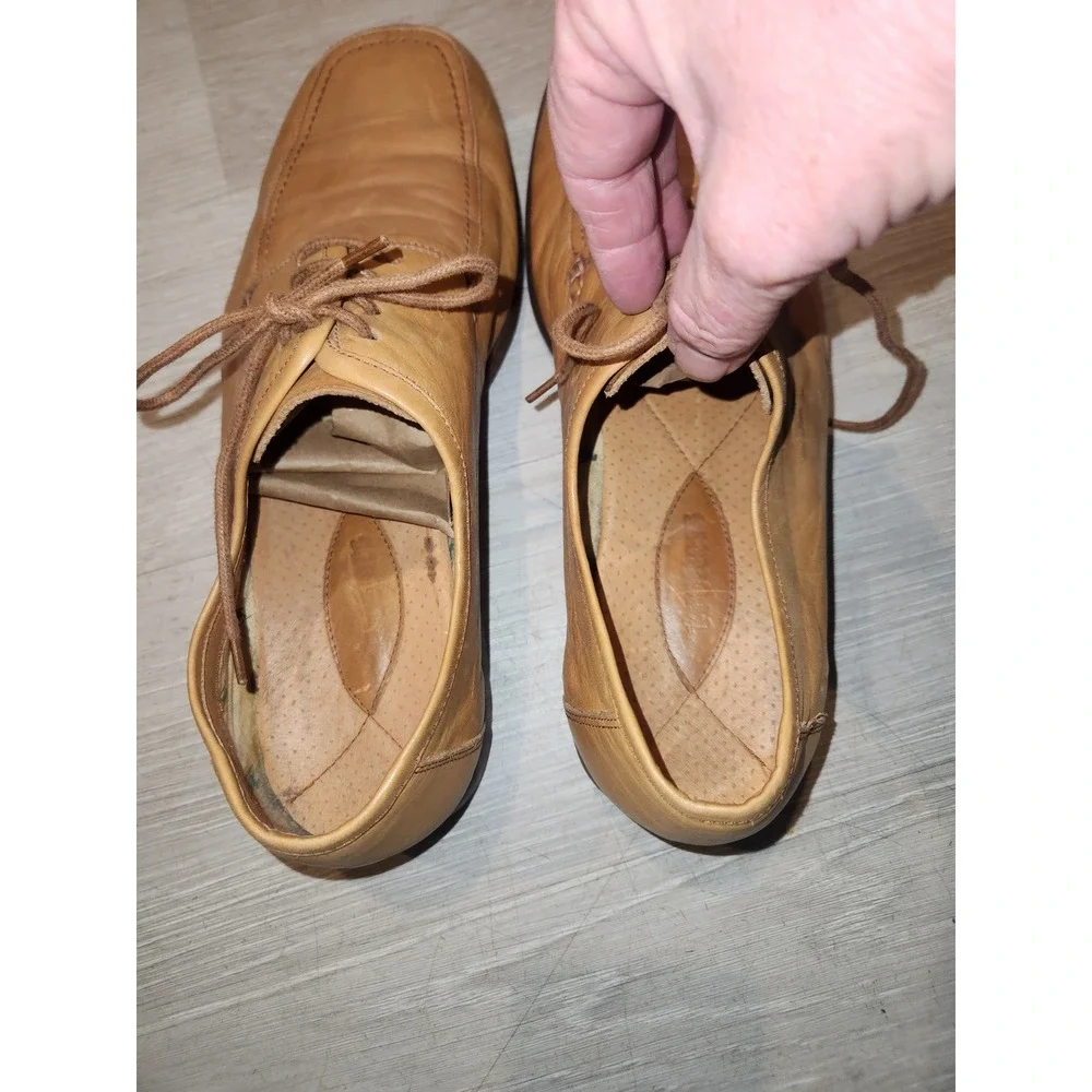 Trotters Mens Tan Leather Square Toe Lace‎ Up Oxford Dress Shoes Size 45 EU 12US